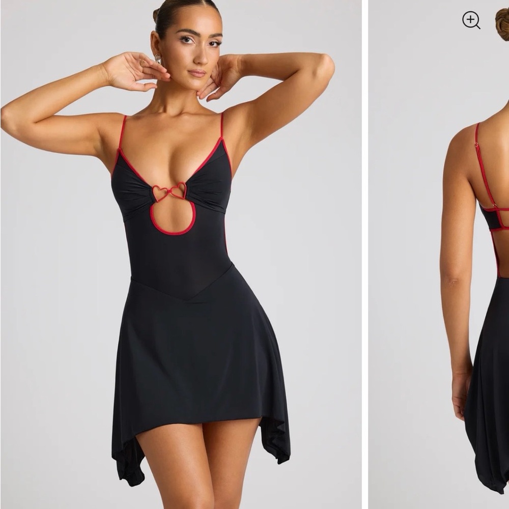 Elegant Black and Red Heart Detail Dress
